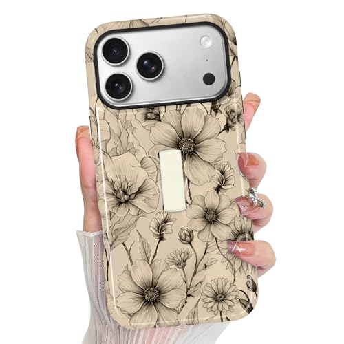 MZELQ for iPhone 18 Pro Case Silicone Cute Pattern Flower Floral -Brown