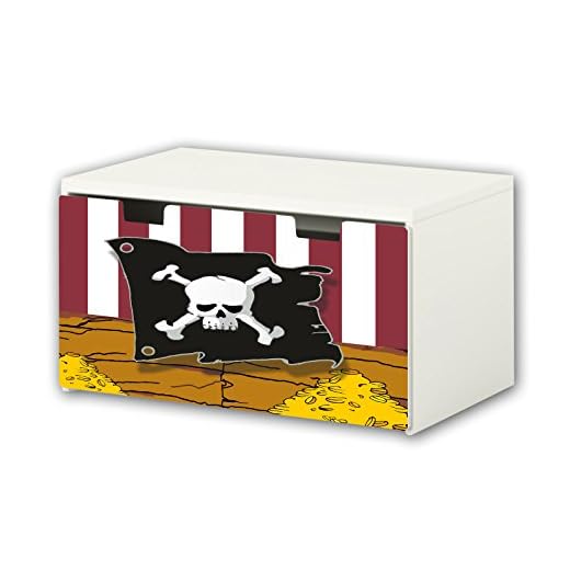 Piratas pegatina | pegatinas para muebles | BT18 | adecuado para el arcón de banco STUVA de IKEA para niños (90 x 50 cm) | Perfecto como arcón de juguetes y banco | (mueble no incluido) STIKKIPIX