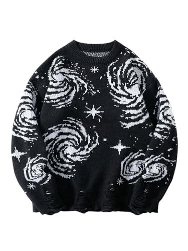 BEAUDRM Men's 2026 Halloween Sweaters Grunge Goth Oversized Fall Sweaters
