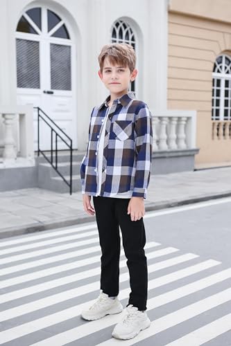 Image of Betusline Boy and Men Button Down Plaid Shirt