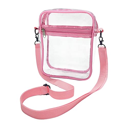 Sac bandoulière transparent rose pour concerts et événements sportifs