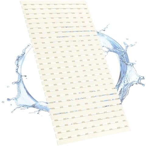 Shower Mat Non Slip Bathtub Mat, Anti Slip Bath Mat for Tub, Shower Floor Mat Non Slip with Drain Hole and Large Suction Cups, Easy Dry, Easy to Cut, 39.4 * 15.7 Inch, Ivory Cover