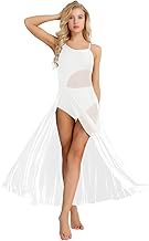 ranrann Women's Dance Dress Classic Asymmetrical Leotard Dance Dress Latin Jazz Rumba Salsa Waltz Tango Performance Dancewear XS-XL