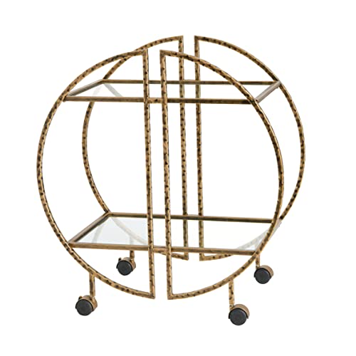 Creative Co-Op Modern Hammered Brass Round Bar cart