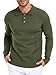TUREFACE Knitted Sweater for Men Long Sleeves Button Down Neck Pullover 2025 Fashion Polo Warm Comfy Clothing Green Medium Size