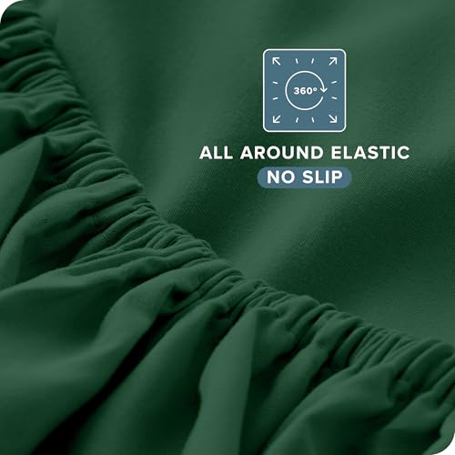 Bare Home Queen Sheet Set - 1800 Ultra-Soft Microfiber Queen Bed Sheets - Double Brushed - Deep Pockets - Easy Fit - 4 Piece Set - Bedding Sheets & Pillowcases (Queen, Forest Green) - Thumbnail 6
