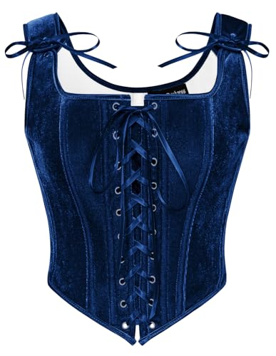 Scarlet Darkness Renaissance Corset Tops for Women Pirate Lace Up