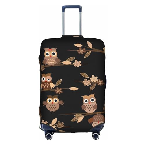 Housse de bagage chouettes marron lavable et anti-rayures, taille L