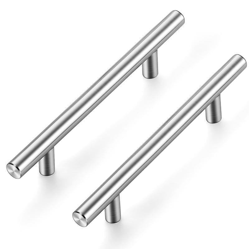 Ravinte Pack of 5 Silver Furniture Handles, T Bar Handles for Kitchen Cabinets 102 mm Hole Centre, Cabinet Handles