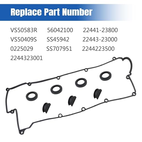 Image of VS50583R Valve Cover Gasket Set 22441-23800 2244323001 2244223500 | Fit for Hyundai Elantra Tiburon Tucson Kia Spectra Sportage Spectra5 2.0L 2003-2012 Replace 22443-23000 2244323000 VS50409S