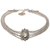 Alpenflüstern Trachten-Metall-Kropfkette Luzia - Elegante Trachtenkette - nostalgischer Damen-Trachtenschmuck, Dirndlkette mit Mittelteil klar-weiß DHK228
