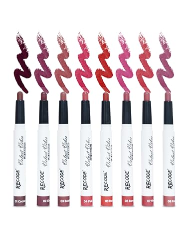 Image of Recode Velvet Vibes Matte Lip Crayon Set of 8 Shades | Smudgeproof & Waterproof | Lightweight Long-Lasting Lip Colour Collection | 1.5g Each
