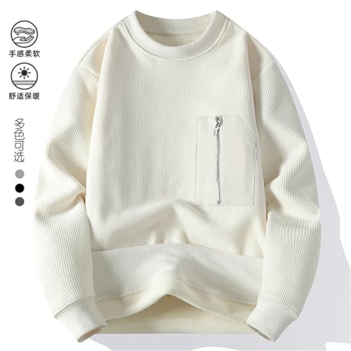 Men’S Knit Pullover Sweater Zipper Pocket Design Round Neck Long Sleeve Slip-On Casual Striped Knitted Jumper Tops4