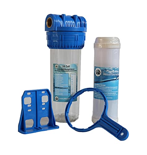 Wasserfilter Gehäuse Set Filtergehäuse 10 Zoll x 1/2' IG + Kalkfilter Hauswasser Trinkwasser Garten Küchen Brunnen Zisterne Pool Pumpen gegen Kalk im Wasser