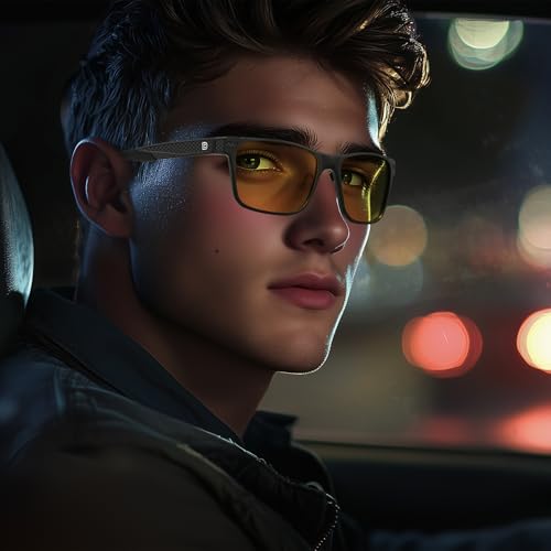 DUCO Night Driving Glasses for Men Carbon Fiber Temples Glare Reducing HD Night Vision Glasses2