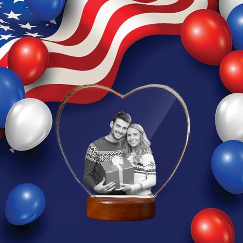 3D Crystal Photo, Customized Mothers Day Gifts for Women Men Wife Husband Mom Father, Personalized Gifts with 3D Laser Etched, Engraved Inside the Crystal Using Your Photo Customized Memorial-Heart - Image 6