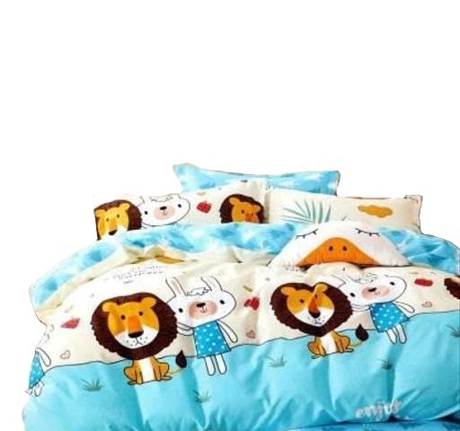 Image of Cotton Double bedsheet 220TC Soft Breathable Superfine Bedding Set Cartoon Design with Pillow Covers for Bedroom Comfort use Multi 1 King