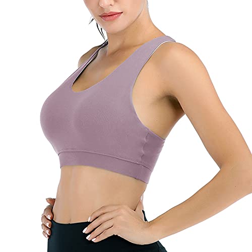 Image of Sports Bras for Women High Impact Support for Yoga Gym Running Workout Fitness Strappy Sports Bra with Padded Removable Cups, Purple, X-Small