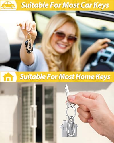 3 Stück Karabiner Schlüsselanhänger, Karabinerhaken Klein Metall Schlüsselkarabiner Carabiner, Schlüsselring mit Karabiner für Aufhängen im Rucksack, Autoschlüssel (Silber)