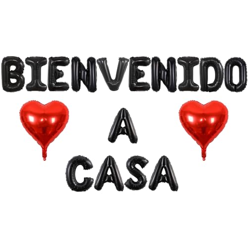 Sursurprise Black Bienvenido A Casa Balloons, Welcome Home Balloons in Spanish, Homecoming Party Decorations