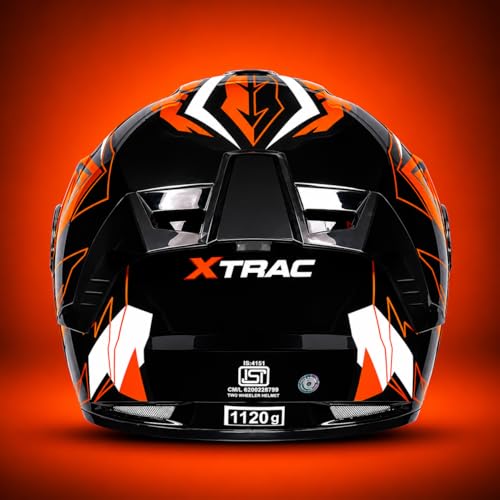 Image of Xtrac Arc Full Face Graphic Helmet for Men & Women, ISI Certified Motorcycle Helmet with Scratch Resistant Wide Visor, Lightweight Design & Quick Release Chin Strap for Bike Riding