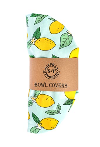 Handmade Reusable Cotton Fabric Bowl Covers - Two Layers Of Fabric (Set Of 3, Lemon) #TOP2