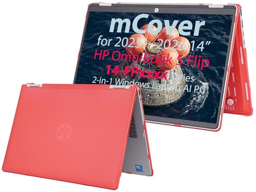 Coque HP OmniBook 5 Flip 14-FPxxxx antichoc mCover rouge rigide pour PC portable 14" 2025