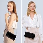 Larcenciel Clutch Purse for Women, Leather Evening Bag with Chain Strap, Elegant Envelope Party Bags Ladies Handbags