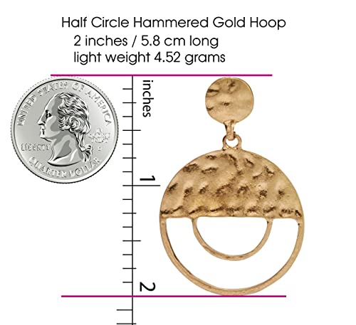 Women's Handcrafted Hoop Earrings With Incan Eclipse Geo Abstract Design, Hammered Silver Finish, And Travel Inspiration (Gold) #TOP2