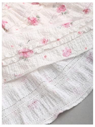 GORGLITTER Women's Flowy Floral Lace Trim Mini Skirt High Waisted Layered Ruffle Skirts4