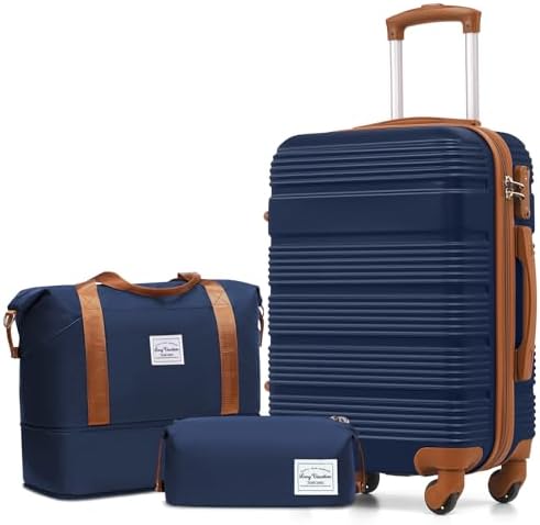LONG VACATION 3 Piece Carry On Luggage 20 Inch Carryon Suitcase w...