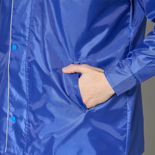 Image of THE CLOWNFISH Rain Coat for Men Waterproof Raincoat with Pants Polyester Reversible Double Layer Rain Coat For Men Bike Rain Suit Rain Jacket Suit Inner Mobile Pocket, Storage Bag (Royal Blue XXXL)