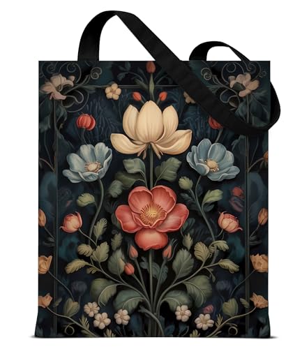 Bolso Tote de Lona Floral Estético Reutilizable para Mujer miniatura 1