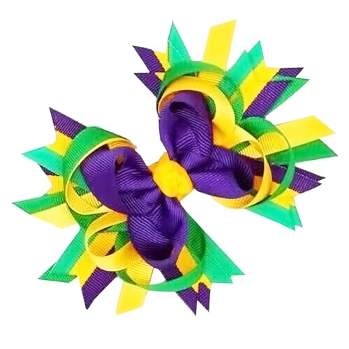 Pinzas para el pelo de Mardi Gras para niñas y niños, horquillas de carnaval, horquillas para el pelo, color morado, verde, amarillo, lazos para el pelo, pinzas de cocodrilo, martes grasos, accesorios