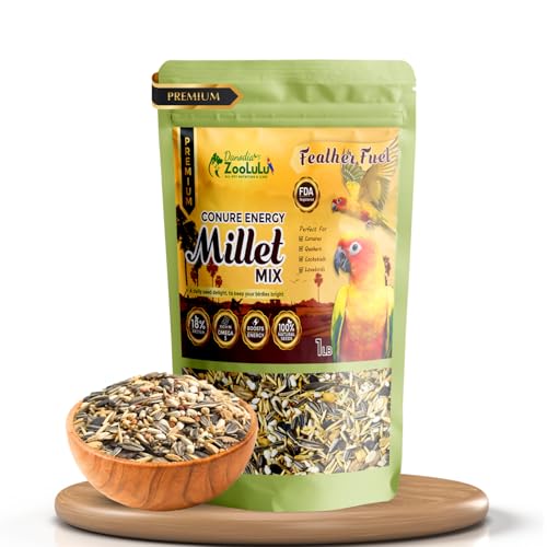 Danodia's Zoolulu Premium Conure Energy Millet Mix (450g/1 lbs) | Bird Food Blend for Conures, Quakers, Cockatiels & Lovebirds | Daily Healthy Nutrition