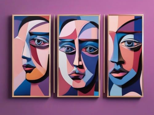 Art抽象画 Pablo Picasso Girls in Violet triptyque BensArt A4