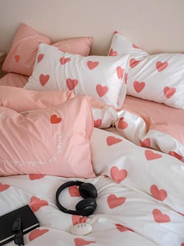 Nayoroom Bettwäsche 135x200 Mädchen Rosa Herzen Bettbezug Kissenbezug 80x80 – Ansicht 4