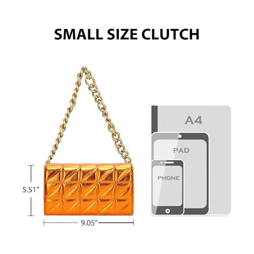 Small Metallic Glossy PU Leather Shoulder Bag Clutch Handbags for Women Fashion Chain Ladies Purse 6