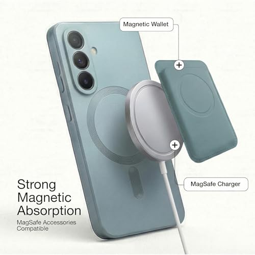Image of amazon basics Premium Mag-Safe Case for Samsung Galaxy S26 Plus 5G | Shockproof & Anti-Scratch Cover | Soft Silicone with Wireless Charging | Camera Lens Guard - Blue