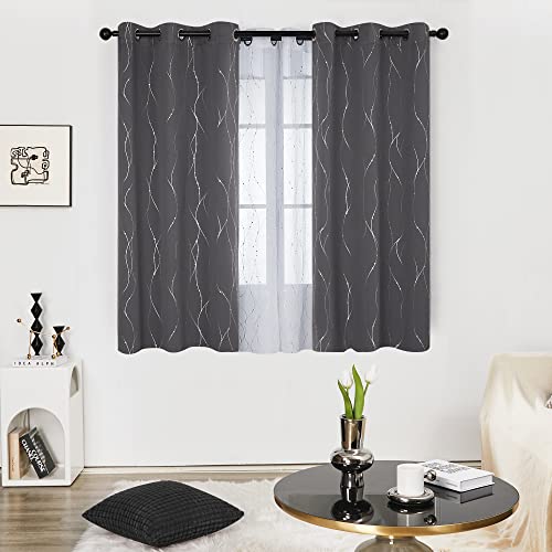 Deconovo Short Blackout Curtains, 54 Inch Length, Set Of 2 - Energy Efficient Curtains, Light Blocking Window Panels, Curtains For Dining Room (38 X 54 Inch, Dark Grey, 2 Panels) #TOP1