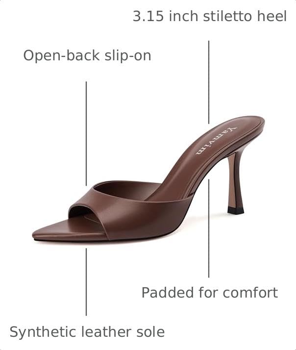 Image of Heel Mules for Women Pointed Open Toe High Heel Sandals | 3 Inch Peep Toe Slip On Backless Sexy Stiletto Heels for Party Wedding Daily Summer
