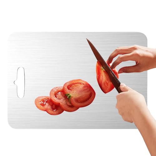 ステンレス鋼のまな板 - 滑り止め 食器洗い機対応 マット - 両面ステンレス鋼のまな板 キッチン用 - 肉 パン フルーツ 野菜 家庭用 食品 ペストリー 料理 ベーキング キャンプ用