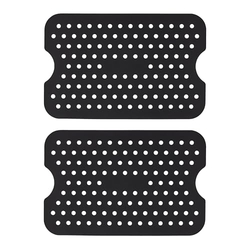 Image of Tala Rectangular Silicone Air Fryer Base Liners 19.5 x 13cm, Reusable & Flexible, Grooved Design for Enhanced Airflow, Easy Cleaning, Dishwasher Safe, Oven Safe up to 230°C (446°F)