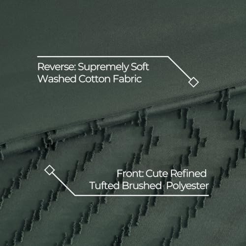 Image of Litanika Forest Green Queen Size Comforter Set with Sheets - 7 Pieces Bed in a Bag Queen Boho Tufted Complete Bedding Sets with Comforter, Sheets, Pillowcases & Shams