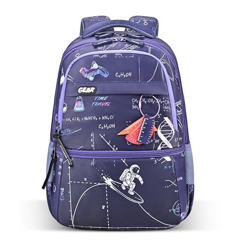 Image of Gear Astro Calculus 17 inch /30L Large Water Resistant School Bag | Casual Backpack | Daypack | Travel Backpack | Kids Bag for Boys /Girls (Purple - Orange)