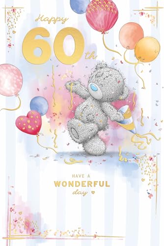 Me To You Tatty Teddy 60 Today Luxury Gold Embellished Birthday Card 6 X 9 Inches - Official Collection