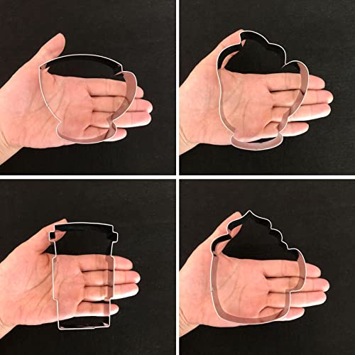 Large Coffee Cup Cookie Cutter Set-4 Piece-Coffee Mug, Hot Cocoa Mug, Lette, Teacup Cookie Fondant Biscui Cutters #TOP2