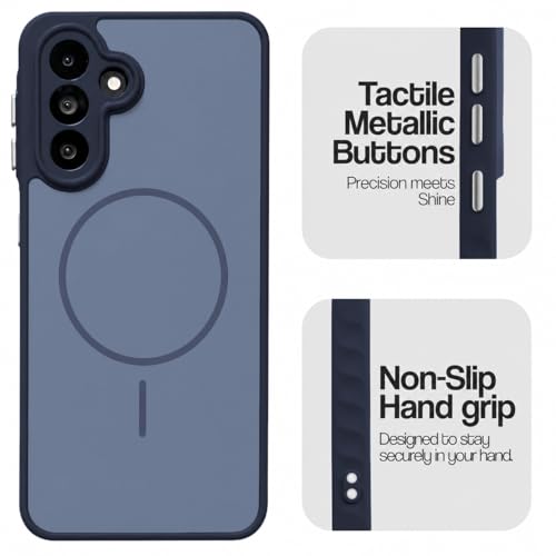 Image of VONZEE Matte Magnetic Case Compatible for Samsung Galaxy A55 Wireless Charging Shockproof Anti-Scratch TPU PC Slim Fit Full Protection Phone Cover for Samsung Galaxy A55-NAVY