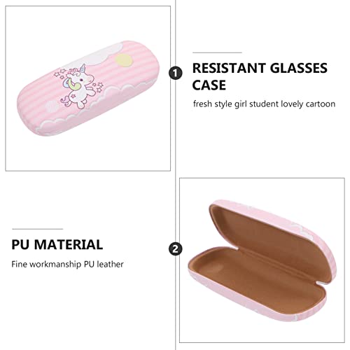 Healifty Kinder-Einhorn-Halter, tragbare Muschel-Leder-Brillen, Verwendung zu Hause, beständige Lesehüllen, rosa Brillenrahmen für Mädchen, PU-Hülle, Brille für widerstandsfähige Behälter