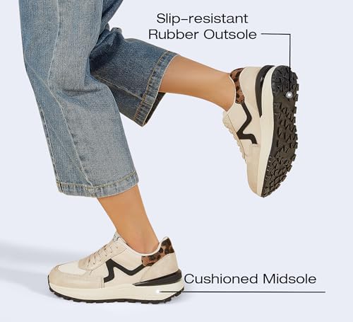 LUCKY STEP Women's Retro Fashion Casual Sneakers Platform Classic Trendy Trainning Anti-Slip Tennis Travel Walking Shoes4